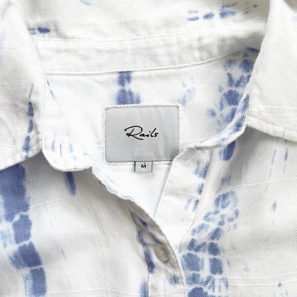 RAILS Hunter Tie Dye Button Down Shirt Blue White Size M - Picture 7 of 11
